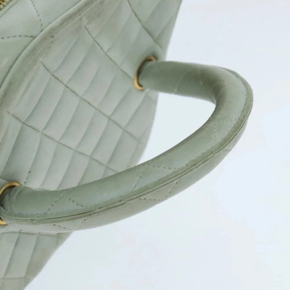 CHANEL Matelasse Vanity Cosmetic Pouch Lamb Skin Blue Gold CC Auth yk15445 - Picture 13 of 16